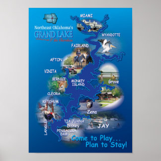 Póster Mapa fotográfico de Grand Lake OK 19
