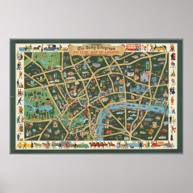 Póster Mapa fotográfico del Daily Telegraph de Londres (Frente)