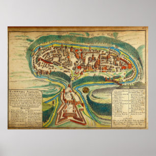 Póster Mapa francés de la ciudad de Kamianets Podilskyi d