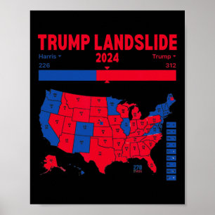 Póster Mapa ganador de Trump Landslide 2024 Mapa electora