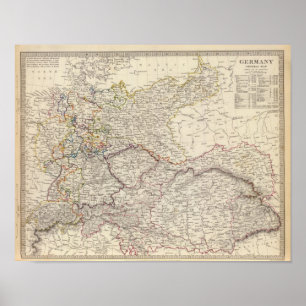 Póster Mapa general de Alemania