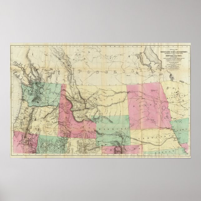 Póster Mapa general de los Estados del Pacífico septentri (Frente)