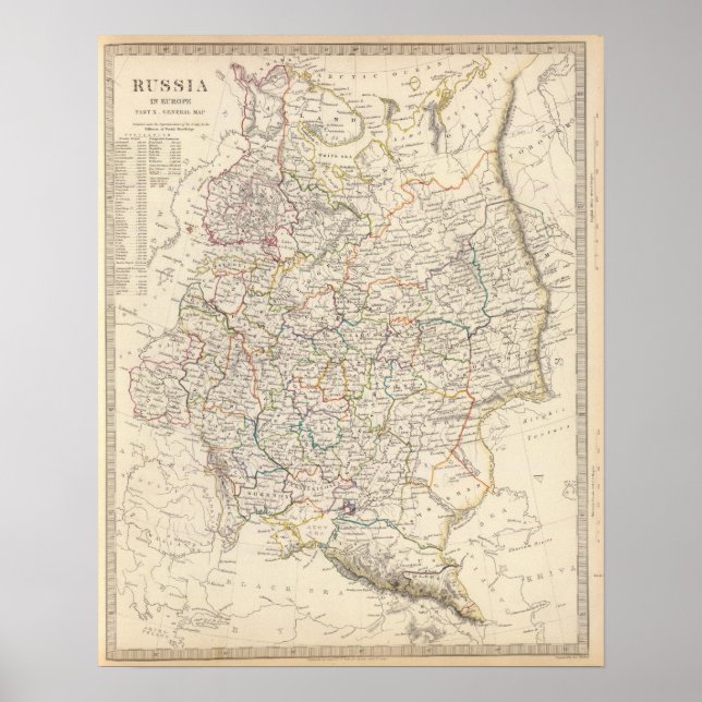 Póster Mapa general de Rusia en Europa (Frente)