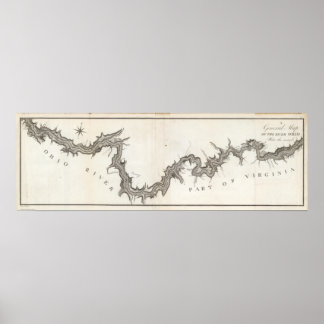 Póster Mapa general del río Ohio, llene el segundo