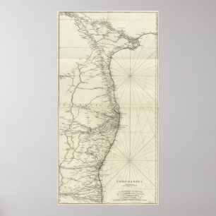 Póster Mapa geográfico de la India
