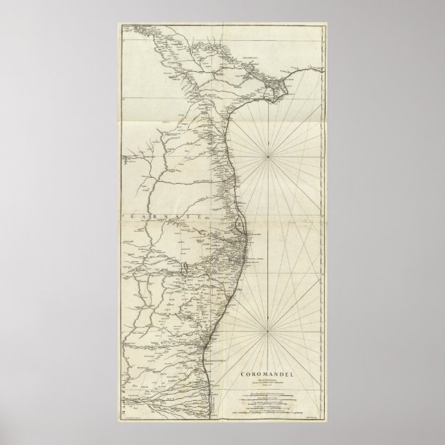 Póster Mapa geográfico de la India (Frente)