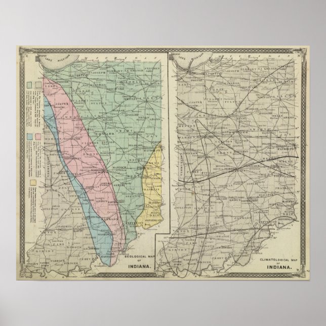 Póster Mapa geológico de Indiana (Frente)