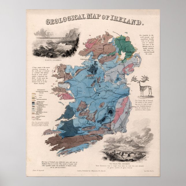 Póster Mapa geológico de Irlanda (Frente)