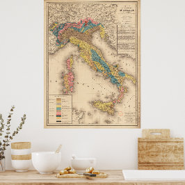 Póster Mapa geológico de Italia 1844