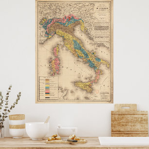 Póster Mapa geológico de Italia 1844