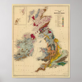 Póster Mapa geológico de las Islas Británicas