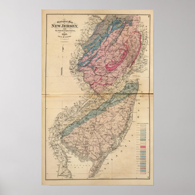 Póster Mapa geológico de Nueva Jersey (Frente)