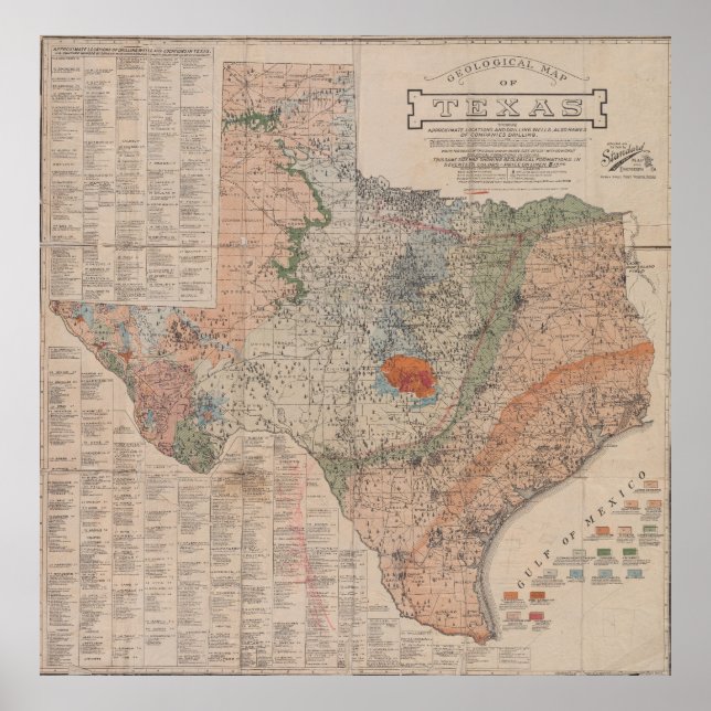 Póster Mapa geológico de Texas (1920) (Frente)