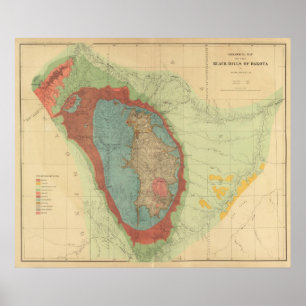 Póster Mapa geológico del Black Hills de Dakota