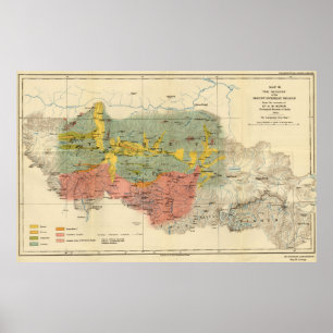 Póster Mapa geológico del vintage de la región del mont