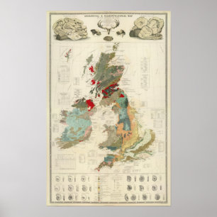 Póster Mapa geológico, paleontológico compuesto