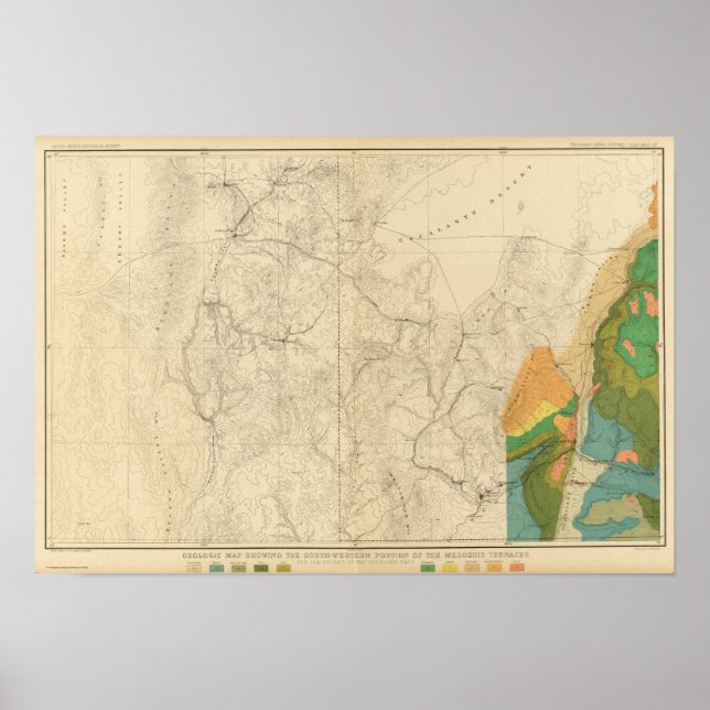 Póster Mapa Geológico Que Muestra La Parte Sudoeste (Frente)