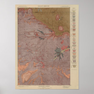 Póster Mapa geológico, Yellowstone National Part, Wyoming