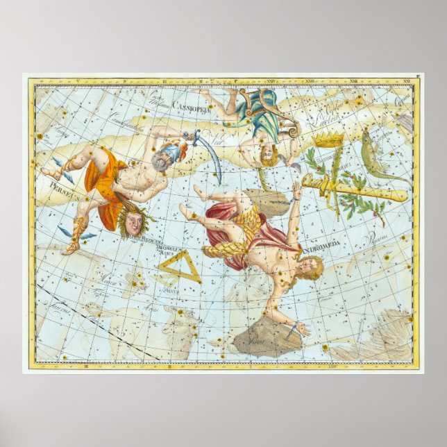 Póster Mapa grande de las estrellas (1801) (Frente)