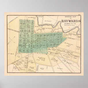 Póster Mapa Hayward de referencia antigua (1878)
