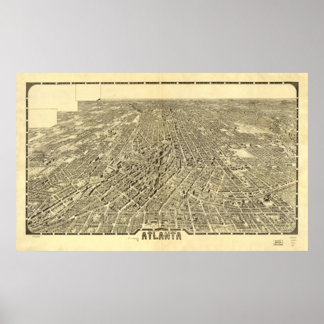 Póster Mapa histórico de Atlanta, Georgia, 1919 (Frente)