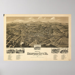 Póster Mapa histórico de Bedford Virginia