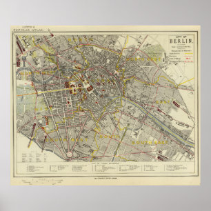 Póster Mapa Histórico de Berlín 1883 – Letts Popular Atla