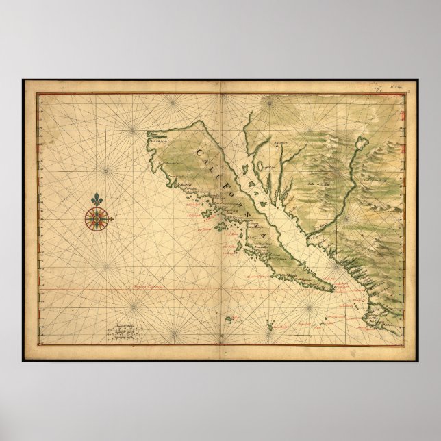 Póster Mapa histórico de California (Frente)