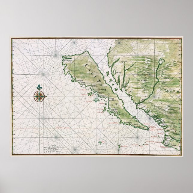 Póster Mapa histórico de California como isla (Frente)
