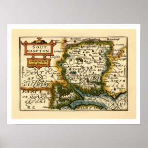 Póster Mapa histórico de Hampshire, Southampton County En