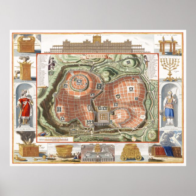 Póster Mapa histórico de la Explanada de las Mezquitas de (Frente)