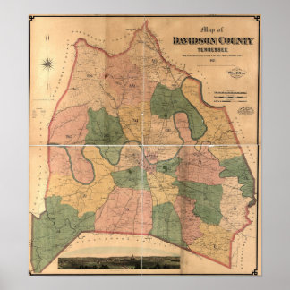 Póster Mapa histórico de Nashville TN