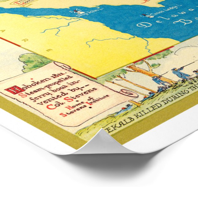 Póster Mapa histórico de Nueva Jersey (Esquina)