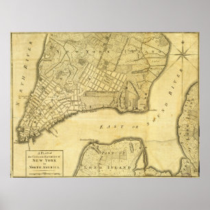 Póster Mapa histórico de Nueva York en 1776