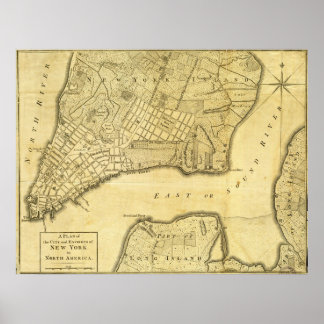 Póster Mapa histórico de Nueva York en 1776