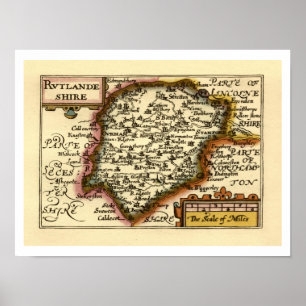 Póster Mapa histórico del condado de Rutland (Rutlandshir