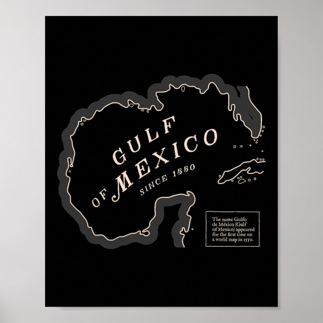 Póster Mapa Histórico Del Golfo De México 1550 (Frente)