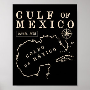 Póster Mapa Histórico Del Golfo De México Desde 1672