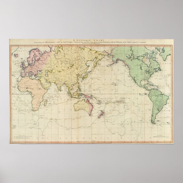 Póster Mapa histórico del gráfico general (Frente)