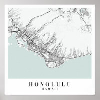 Mapa honolulu Hawaii de la Calle de Agua Azul