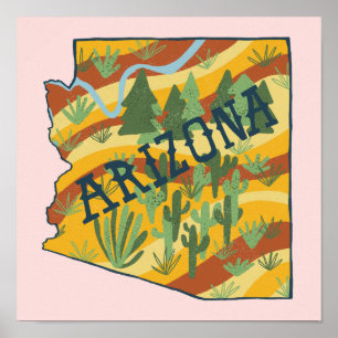 Póster Mapa ilustrado de Arizona