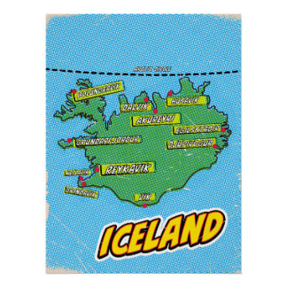 Póster Mapa ilustrado de arte pop en Nueva York