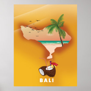 Póster Mapa ilustrado de Bali