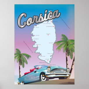 Póster Mapa ilustrado de Córcega