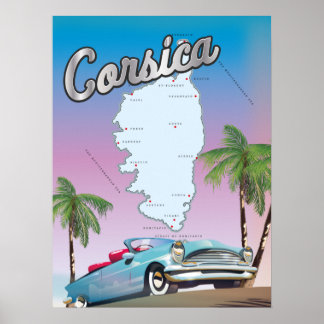 Póster Mapa ilustrado de Córcega
