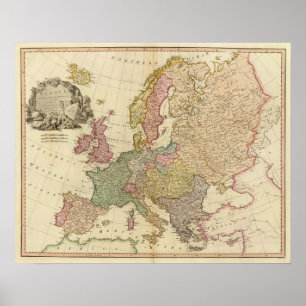 Póster Mapa ilustrado de Europa