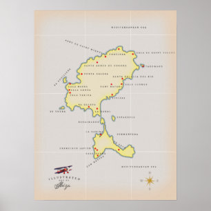 Póster Mapa ilustrado de Ibiza
