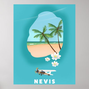 Póster Mapa ilustrado de la isla caribeña de Nevis.