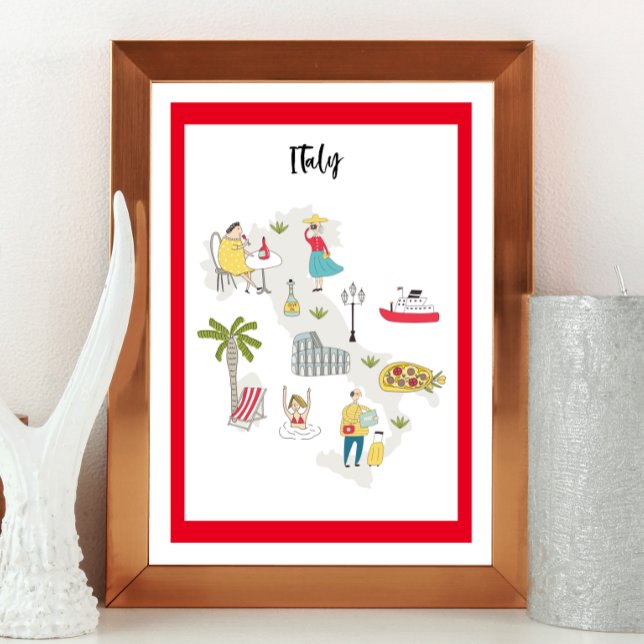 Póster Mapa ilustrado de las actividades de Italia (Subido por el creador)