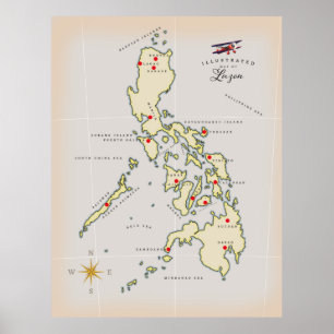 Póster Mapa ilustrado de Luzón mapa de Filipinas